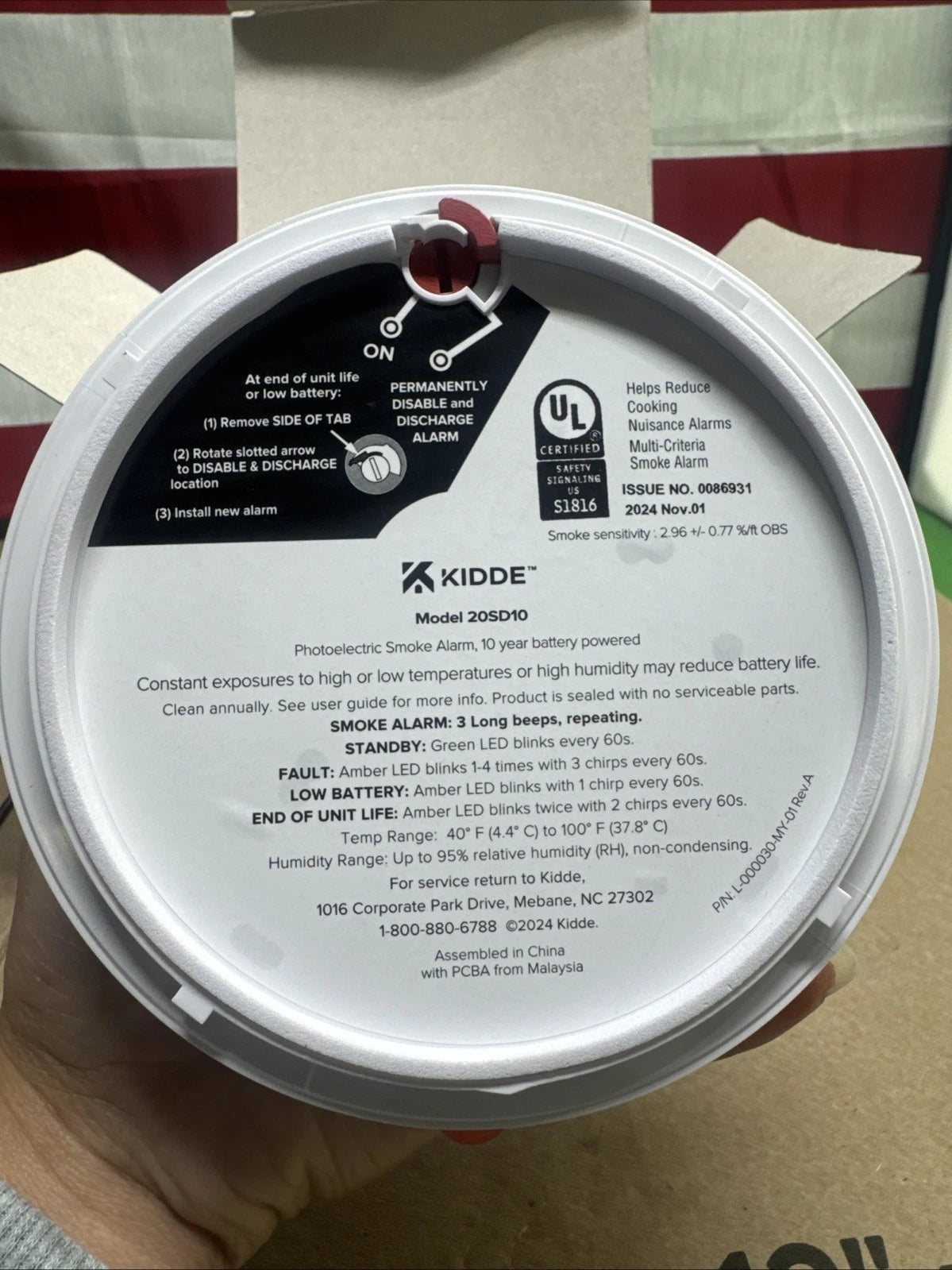 2 PACK Kidde Smoke Detector 10-Year Battery Powered LED Warning Light 20SD10