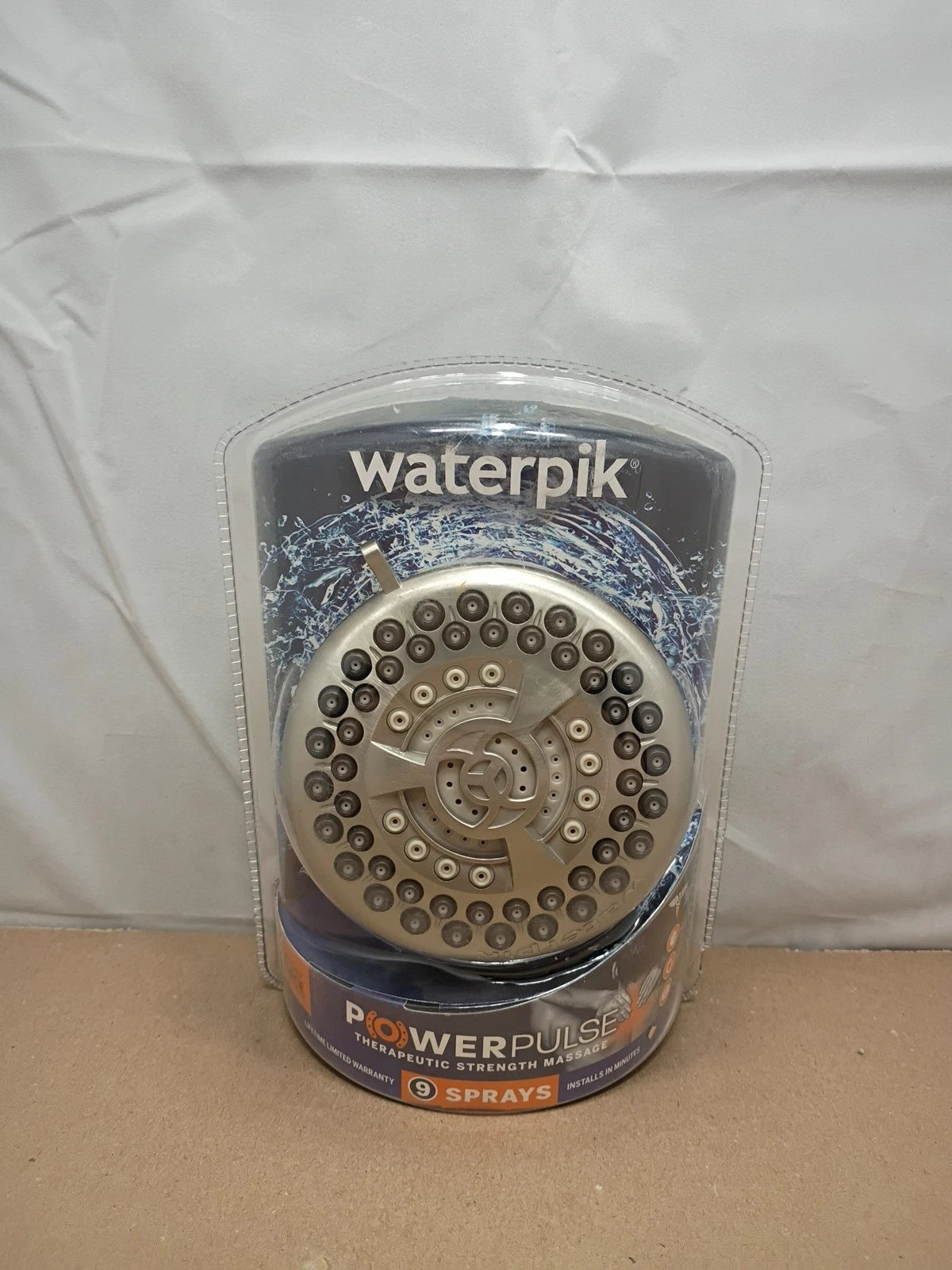 Waterpik 9Spray 4.5” Single Wall Mount Low Flow Fixed Adjustable Brushed Nickel