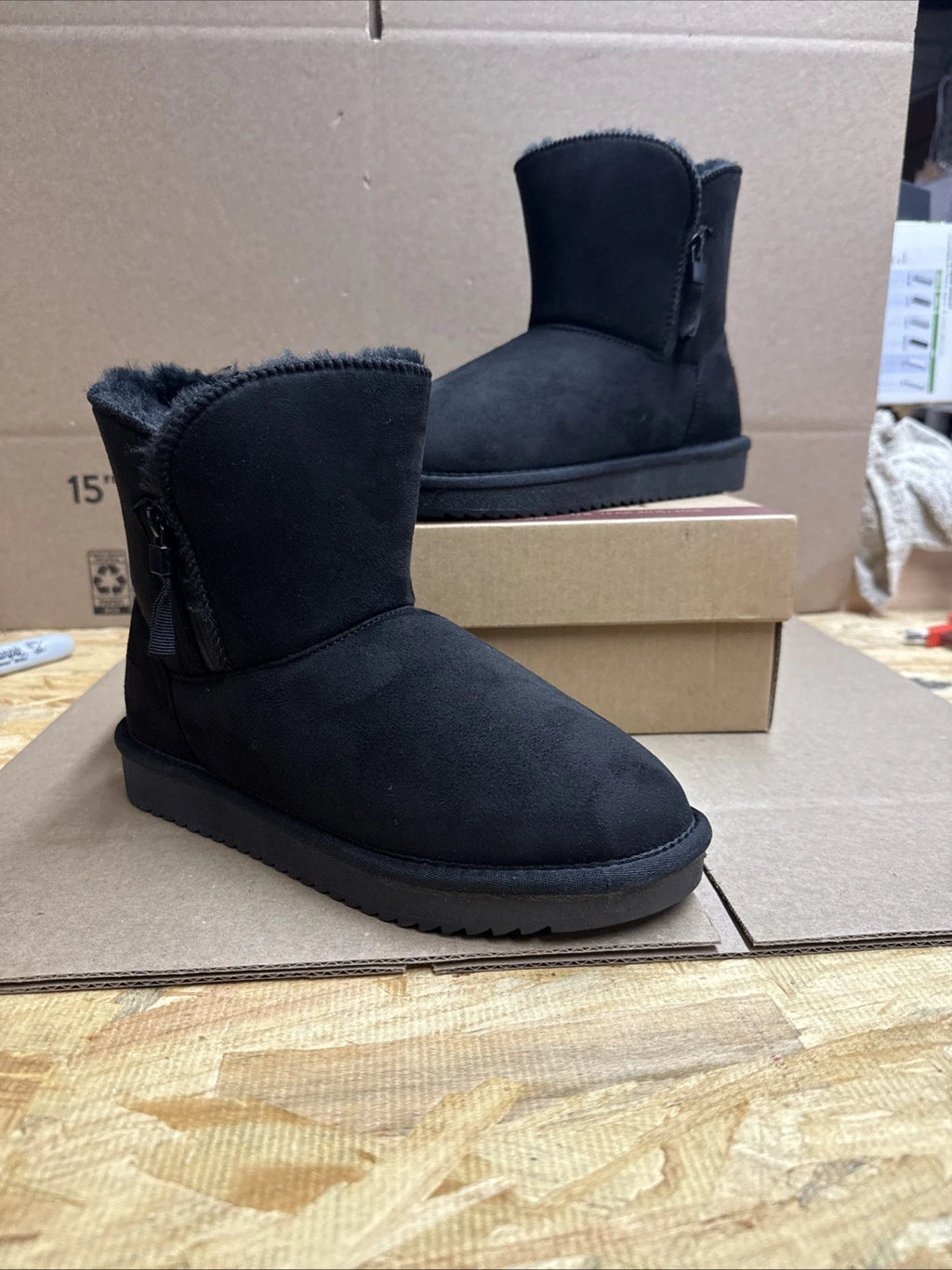 Camel crown Women’s 6 Snow Boot Warm Fur Winter Mid-calf Zipper Short Boot