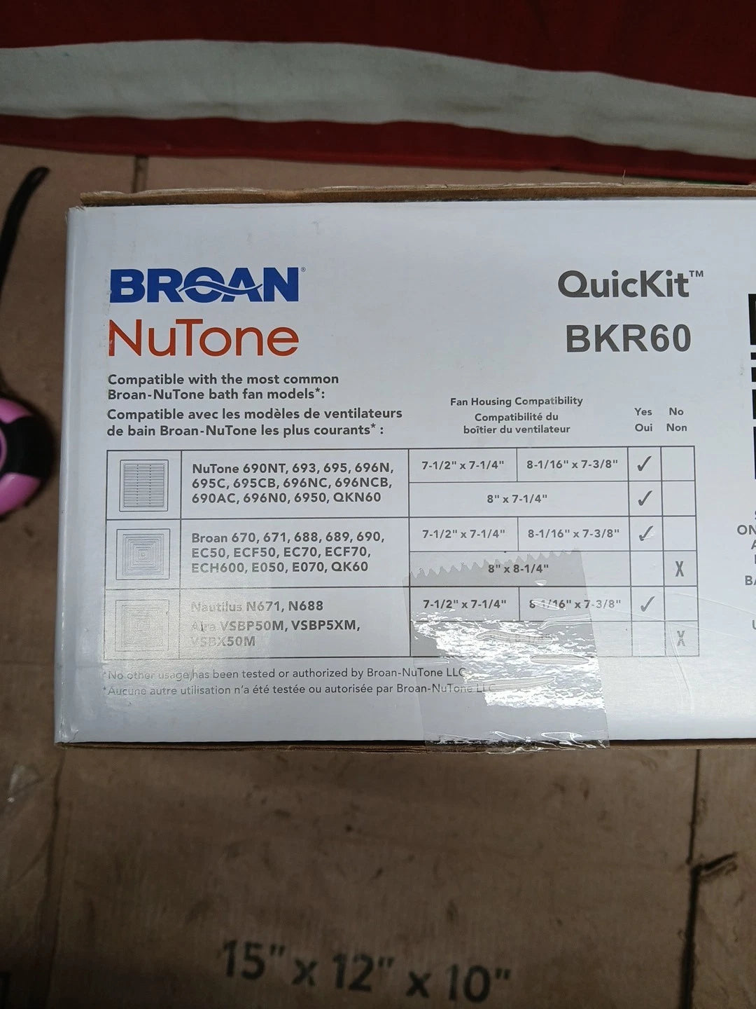 Broan NuTone Quickit 60 CFM Bathroom Vent Upgrade Kit Model BKR60