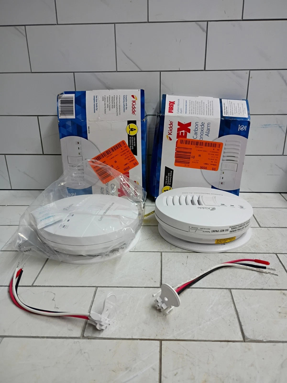 2pk Kidde Firex Hardwired Carbon Monoxide Detector w/LED, 9V Backup Battery OB