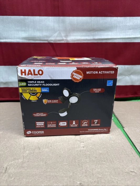Halo Triple Head Motion Activated Security Floodlight Bronze TGS3S403MRRB