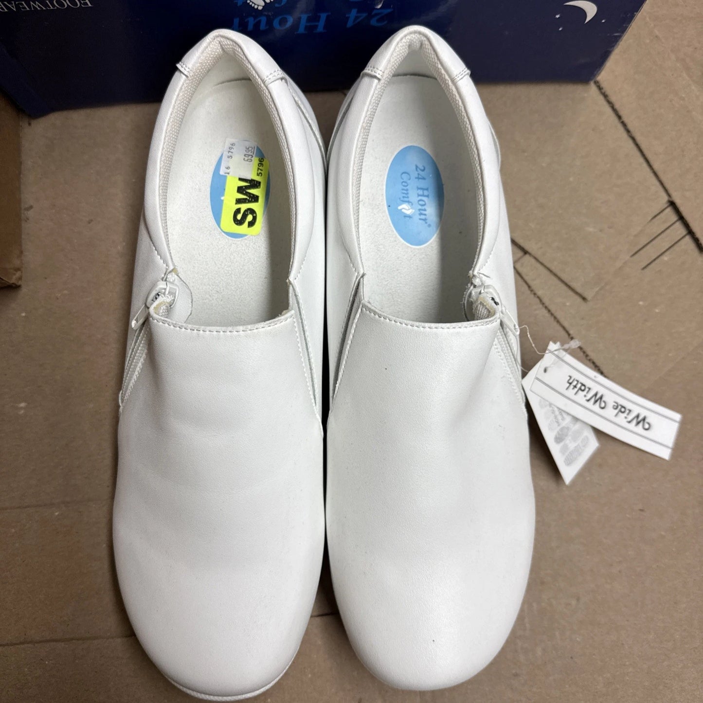 24 HOUR COMFORT Ester Women's 10.5 Wide Width Slip-On Leather Loafers Nurse