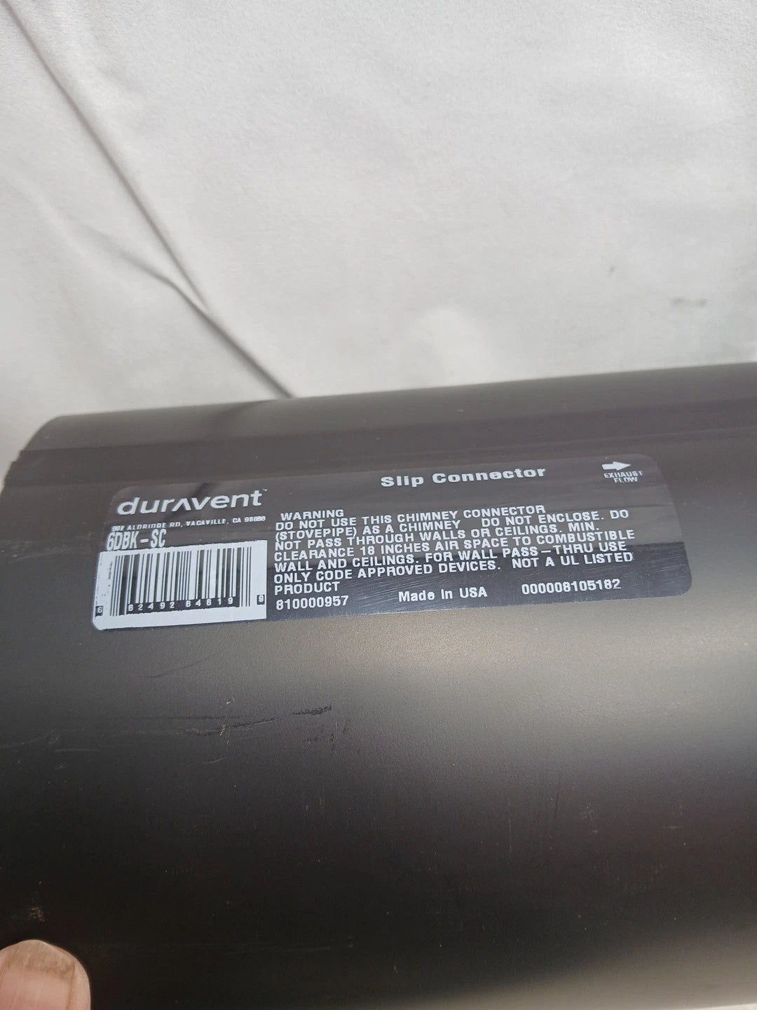 DURAVENT DURABLACK- 6" Slip Connector with Trim #6DBK-SC