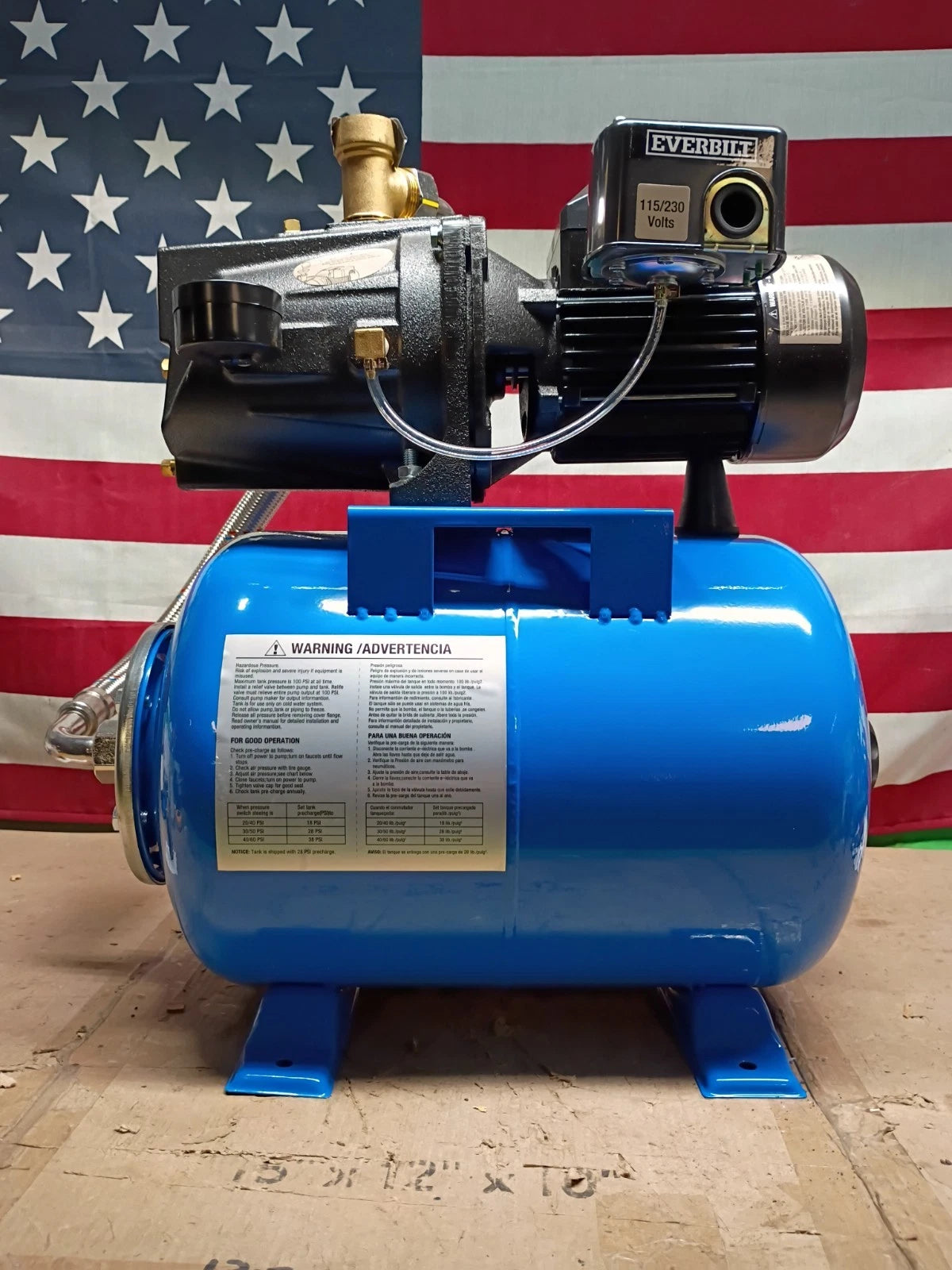 Everbilt 1/2HP Jet Pump/Tank Combo Cast iron with 6 Gallon Tank Open box