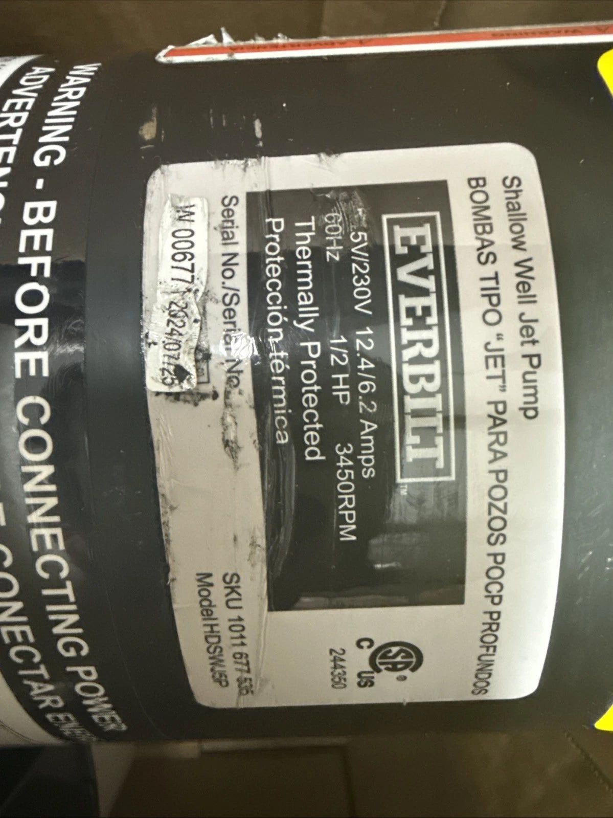Everbilt 1/2 HP Shallow Well Jet Pump 1011677535 Used Works