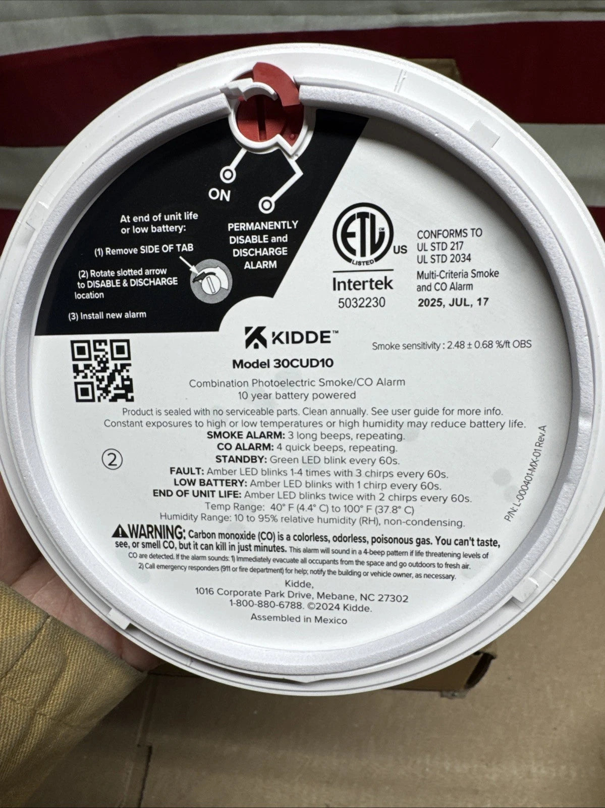 Kidde Smoke & CO Detector, 10-Year Battery, LED Warning Indicators 30CUD10…