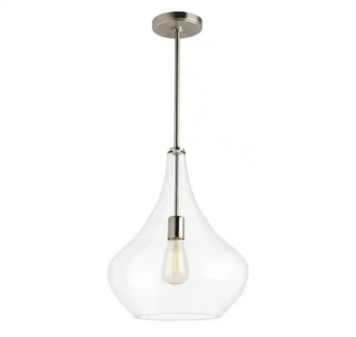 Mora 13 in. W x 17 in. H 1-Light Clear Glass Teardrop Modern Pendant Open Box