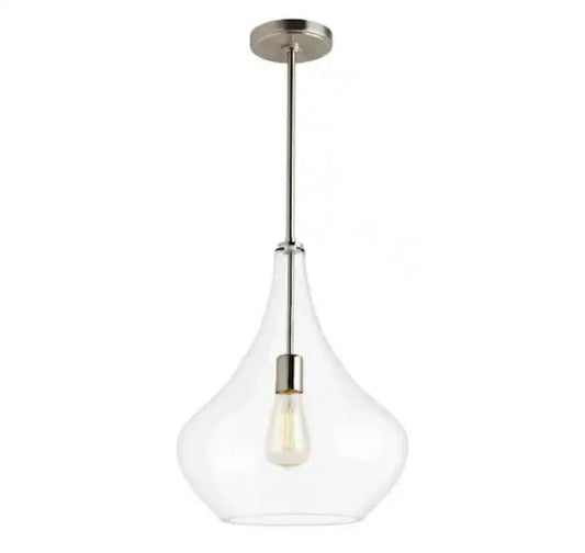 Mora 13 in. W x 17 in. H 1-Light Clear Glass Teardrop Modern Pendant Open Box