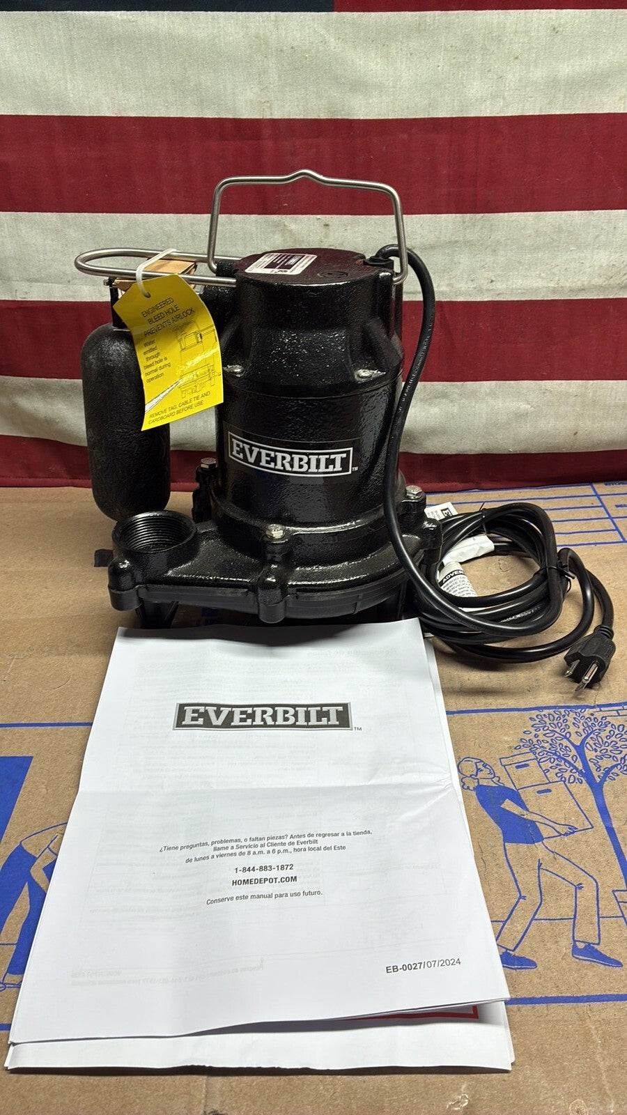 Everbilt 1000041119 1/3 HP Cast Iron Submersible Sump Pump New Open Box