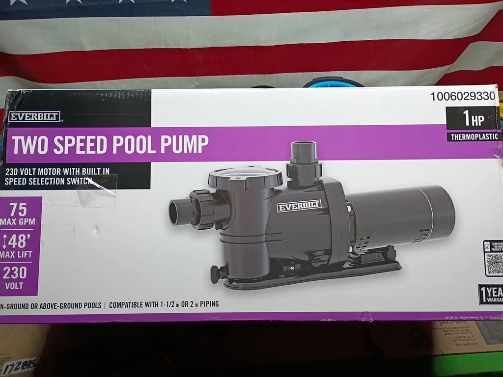 Everbilt SPP10002-2SP, 1 HP Pool Pump InGround 2 Speed 230V, Open Box,