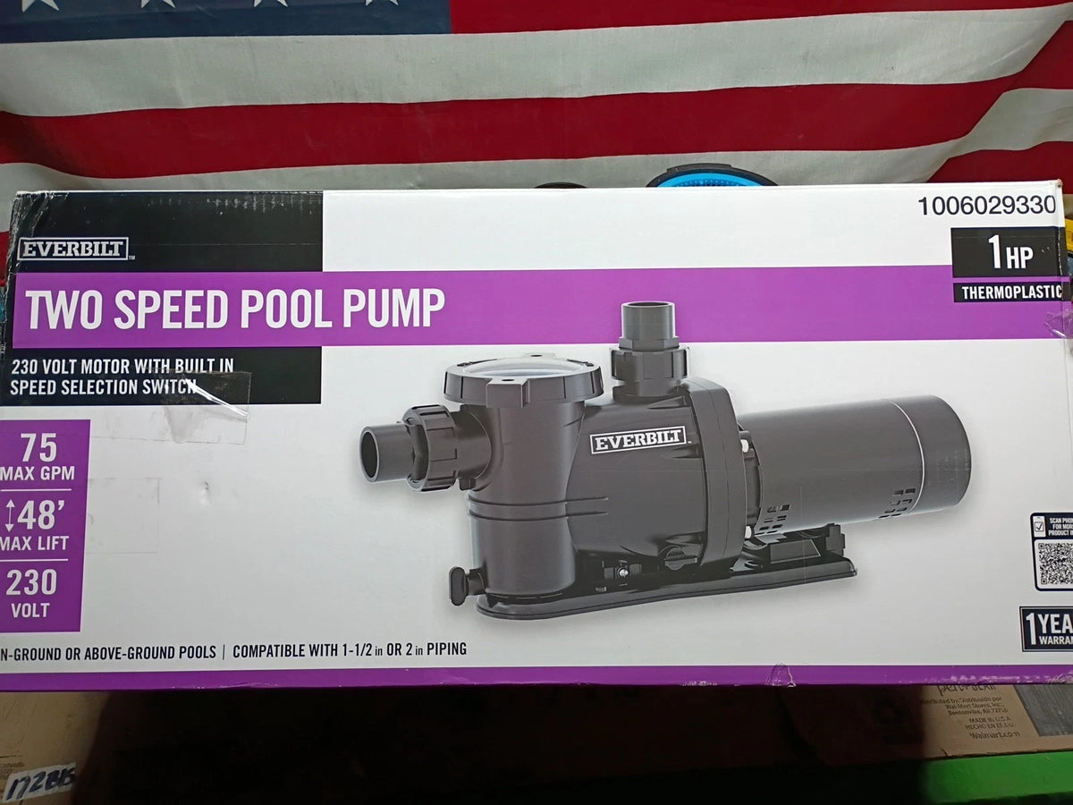 Everbilt SPP10002-2SP, 1 HP Pool Pump InGround 2 Speed 230V, Open Box,