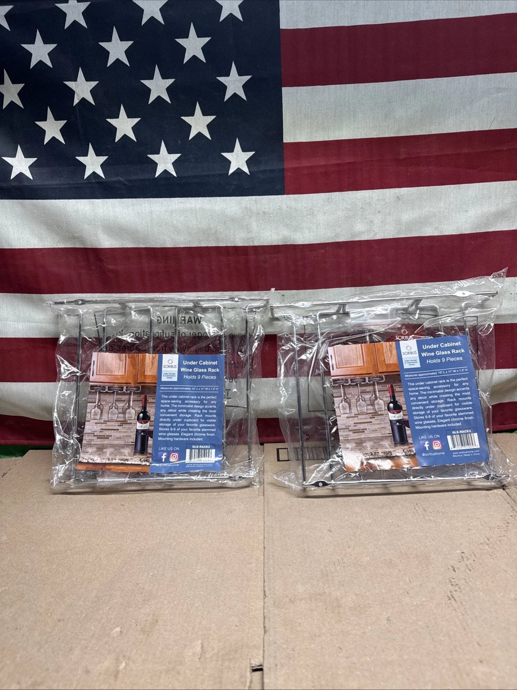 2 Pack SORBUS Under Cabinet Stemware Rack