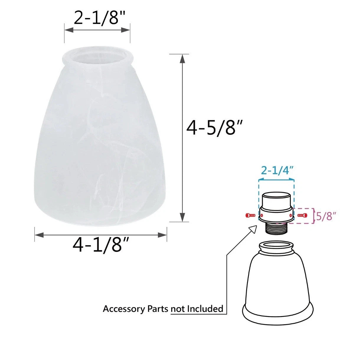Aspen Creative 23062-4 Alabaster Transitional Style Replacement Glass Shade, ...