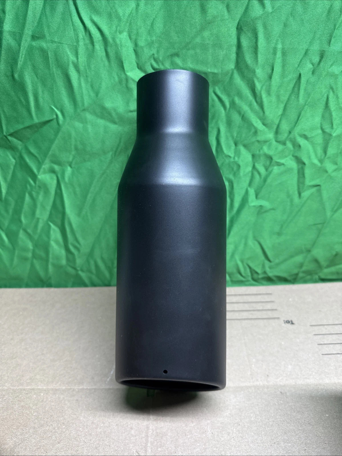 Black 2.5" Inlet 4" Outlet 12" Long Rolled Edge Bolt-On Angle Cut Exhaust Tip