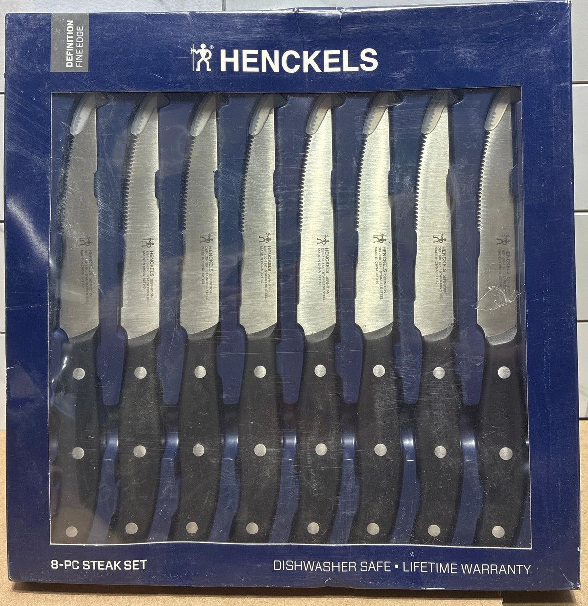 Henckels 8 Piece Steak Knife Set 4.5" Triple Rivet Stainless Steel Blade OB