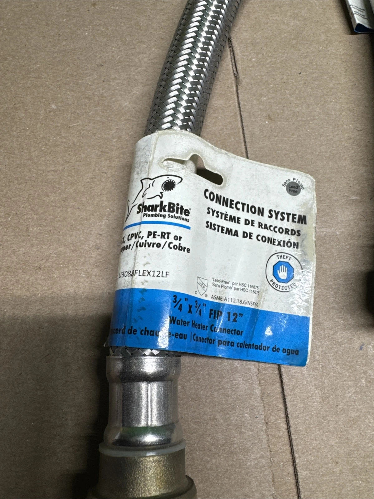 3PK SharkBite PLUMBING SOLUTIONS # U3088FLEX12LF (3/4" X 3/4" FIP 12") WATER