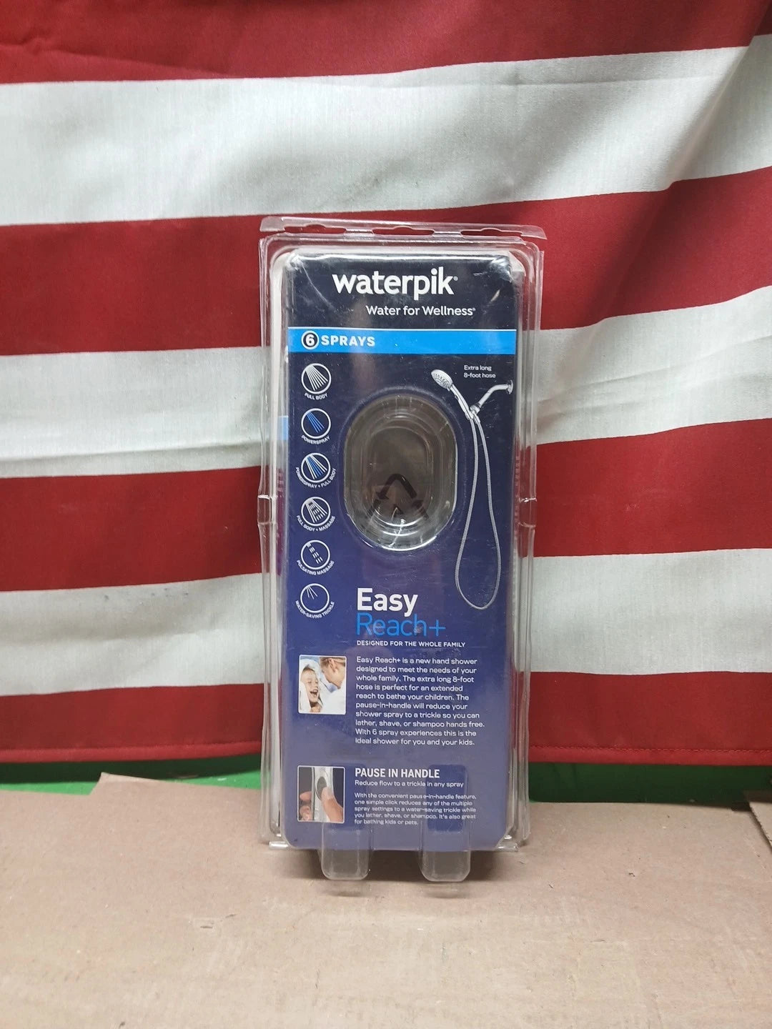 Waterpik 6-Spray 4.8 in. Wall Mount Handheld Adjustable Shower Head. Chrome.