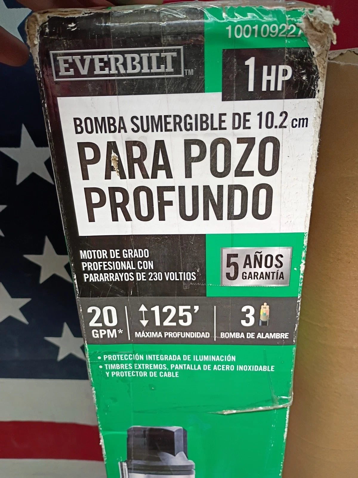 Everbilt 1HP Submersible 3-Wire 20GPM Well Pump HDSUB10-203, OPEN BOX,