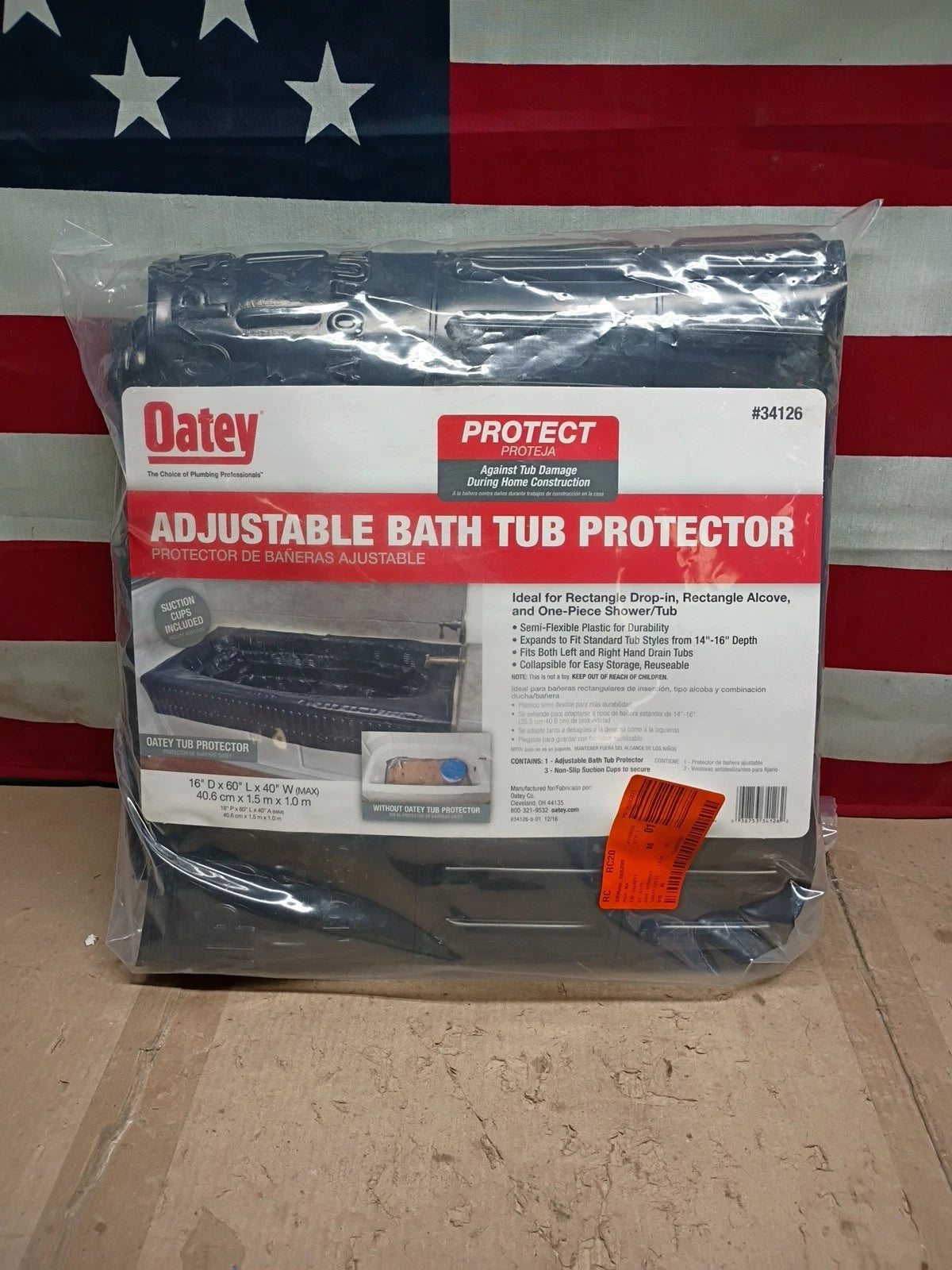 6PK Oatey 34126, Adjustable Bathtub Protector 16"x60"x40" High Endurance Liner,