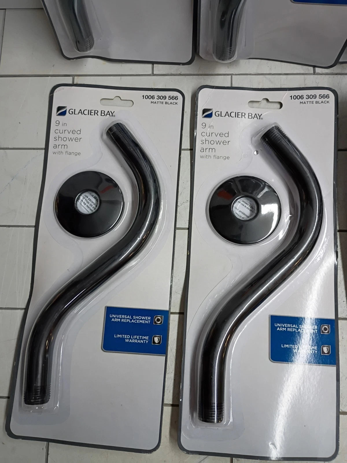 8pk Glacier Bay Curved Shower Arm with Flange Matte Black 9" New