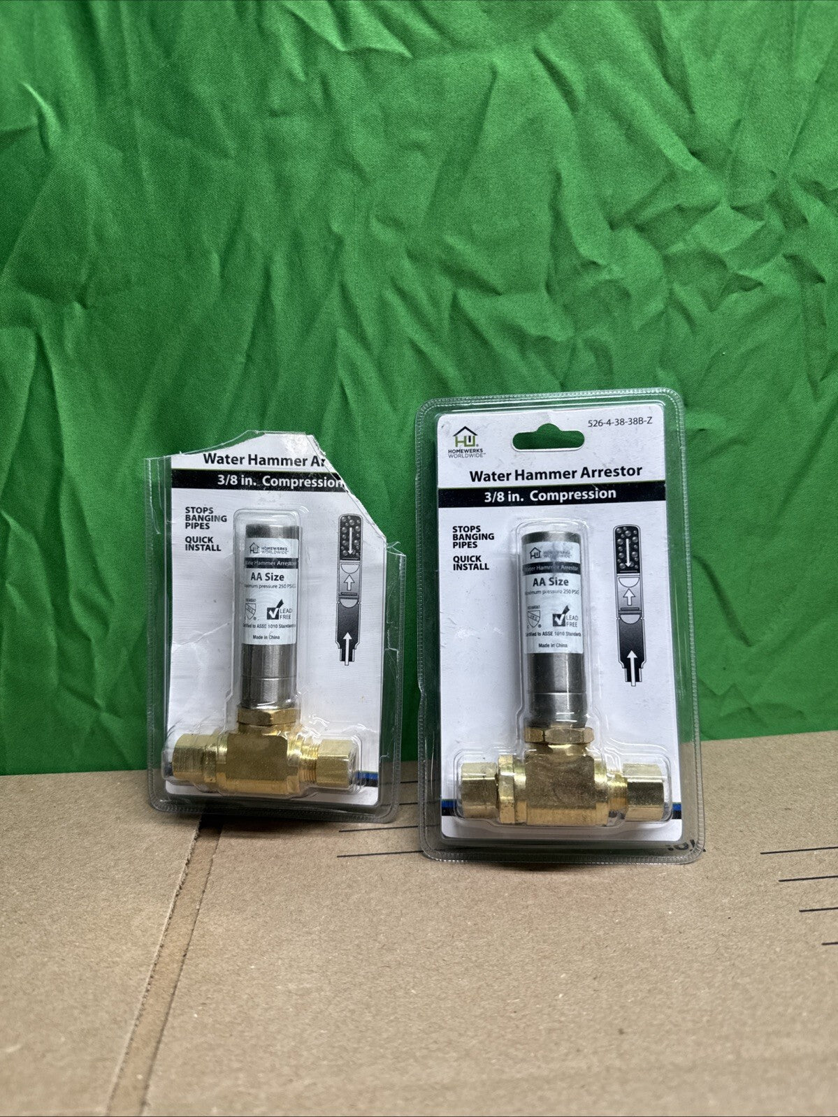 Homewerks Water Hammer Arrestor with No Lead 3/8" OD Comp x 3/8" LOT OF 2