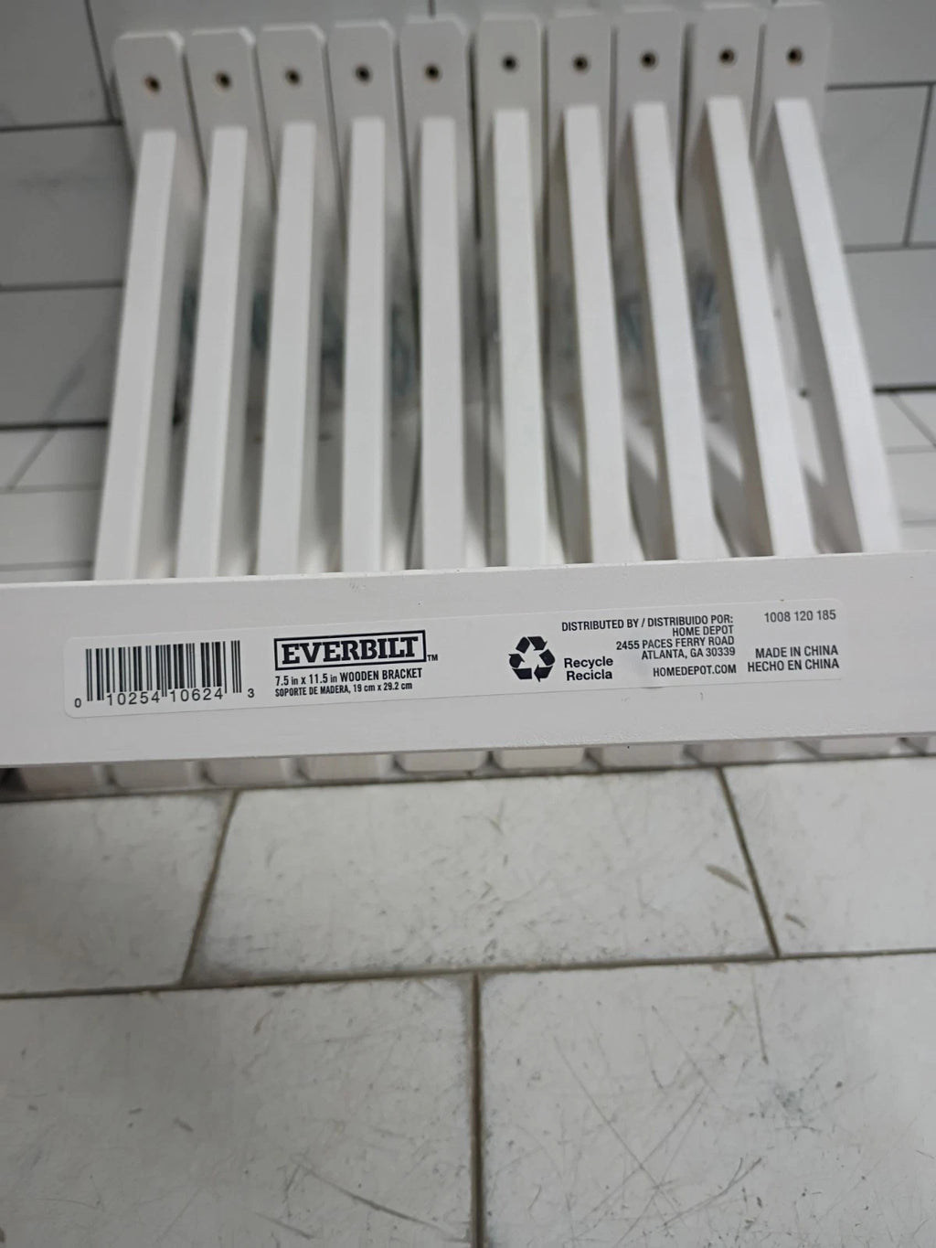 (10 Pack) Everbilt 11.5 in. x 7.5 in. Wooden Bracket White Open Box