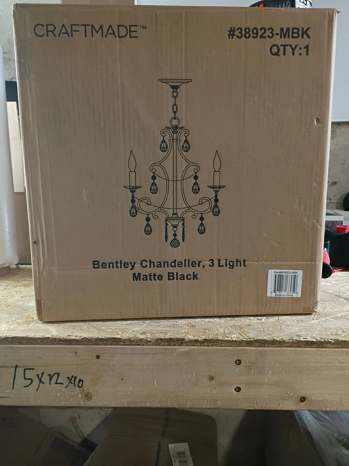 Bentley Chandelier 3 Light Chandelier, Matte Black - 38923-MBK modern crystal OB