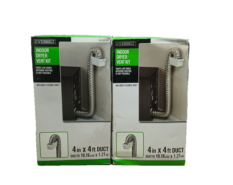 2pck Everbilt LTFRHD Indoor Dryer Vent Kit 4" x 4-ft Duct