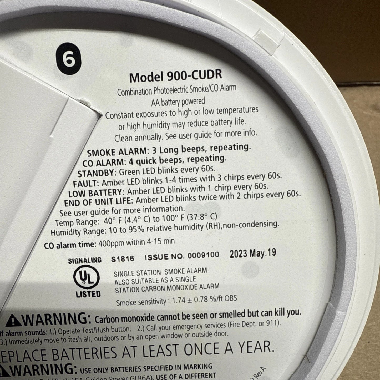 Kidde Smoke & CO Detector, AA Battery, LED, MAY 2023 (900-CUDR)