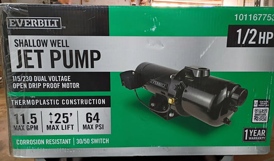 Everbilt HDSWJ5P 1/2 HP Shallow Well Jet Pump New Open Box