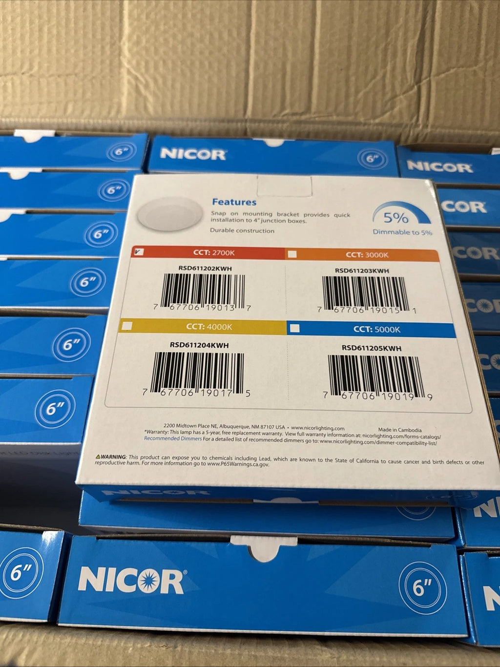 (24-Pack) NICOR RSD 6 in. White Integrated LED Flush Mount Downlight, 2700K