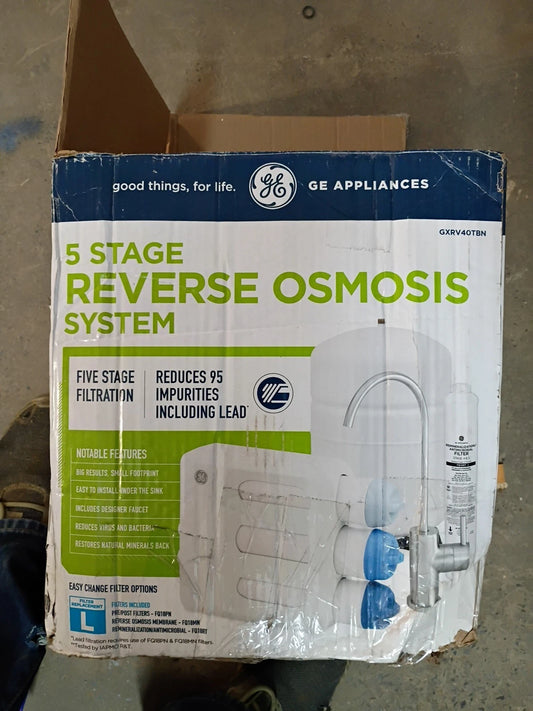 GE GXRV40TBN Under Sink 5-Stage Reverse Osmosis Water Filtration System New OB