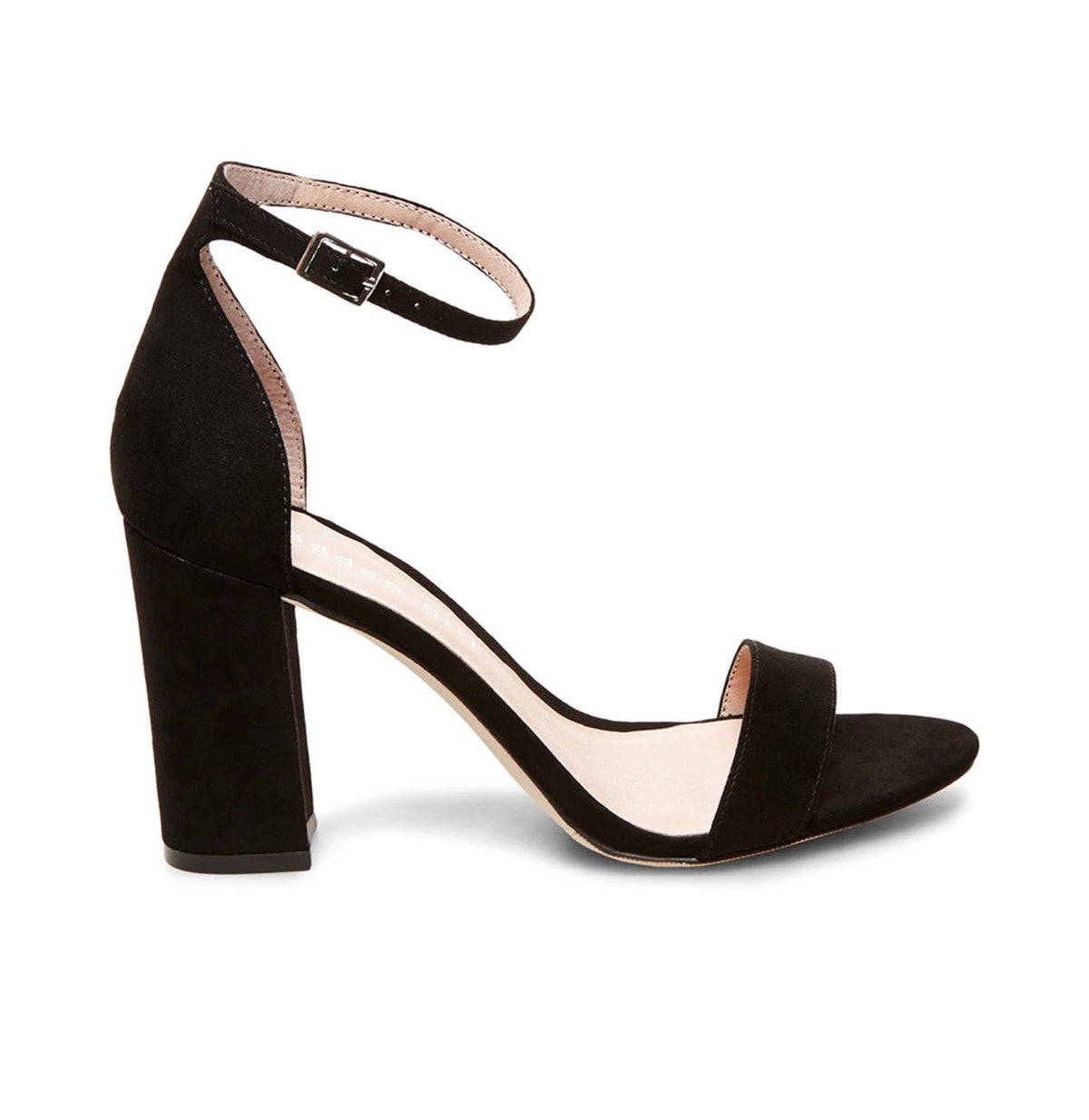 Madden Girl Women's Beella Heeled Sandal, Black Fabric, size 7.5 M