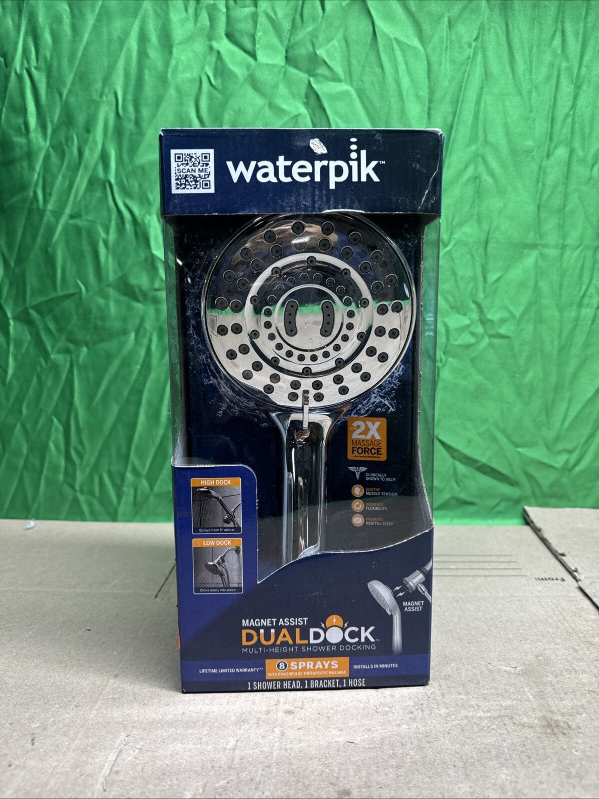 Waterpik 8-Spray Wall Mount Magnet Multi Height Handheld Shower Head 1.8 GPM