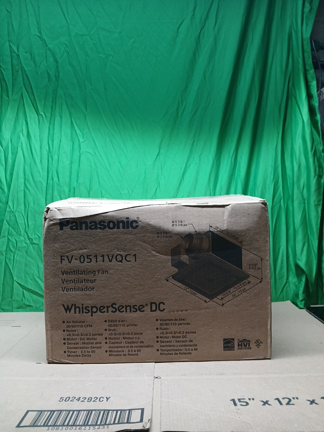 Panasonic FV-0511VQC1 110 CFM 0.3 Sone Ceiling Mounted Exhaust NEW OPEN BOX