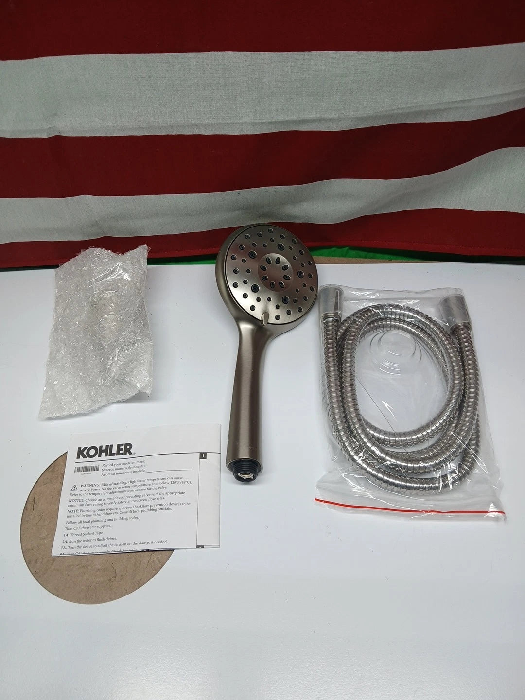 KOHLER “Claro” Multifunction Wall Mount Handheld Shower Head Brushed Nickel.