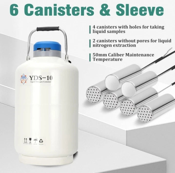 Magula 10L Liquid Nitrogen Container, Ln2 Liquid Nitrogen Dewar, Aluminum Alloy
