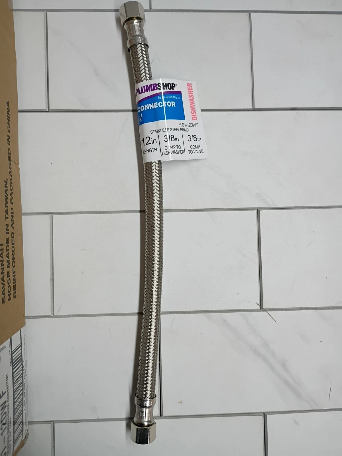 25pk Plumbshop Braided Dishwasher Connector Stainless Steel 3/8" x 3/8" x 12" L