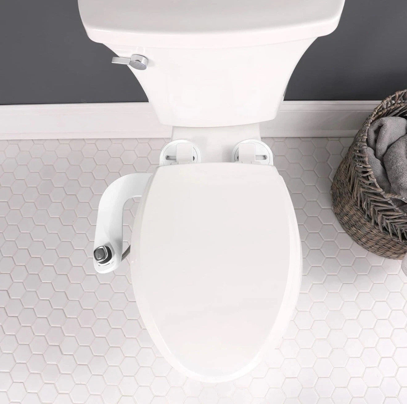 BioBidet SlimEdge Bidet Attachment for Toilet, Non Electric Self Cleaning White