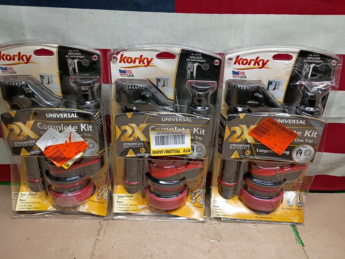 3Pk Korky, 4010X 2XLong Life Universal Complete 2" Toilet Repair Kit Stronger,OB