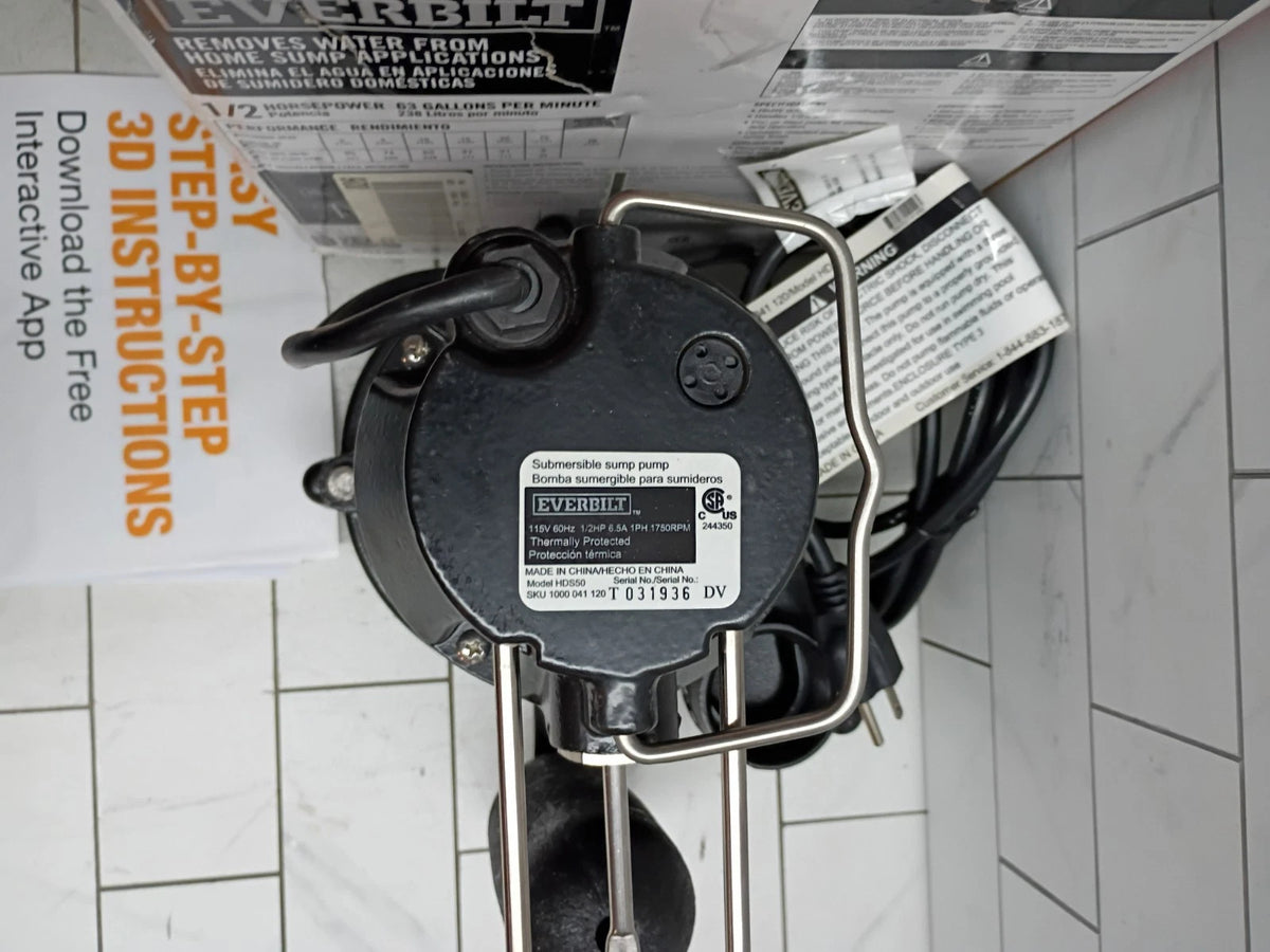 Everbilt HDS50 1/2 HP Cast Iron Sump Pump Model OPEN BOX.