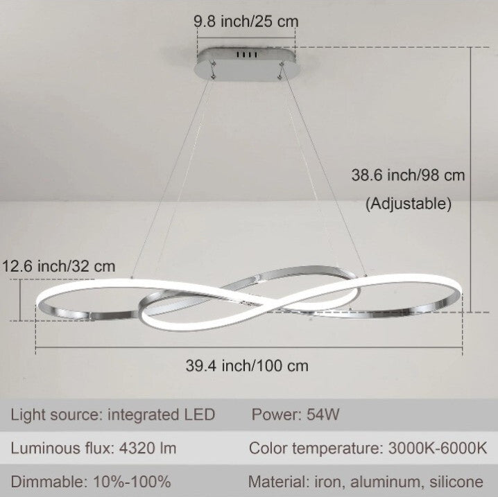 Modern 3000K-6000K Chandelier 39.4 inch 54W Dimmable with Remote Control Ceil...