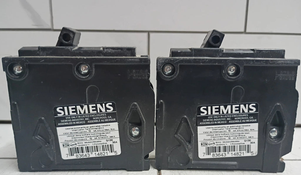 (2 Pack) SIEMENS Q130 30 AMP Single Pole Circuit Breaker 60hz Open Box