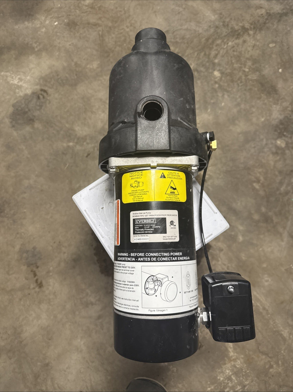 Everbilt 1/2 HP Shallow Well Jet Pump 1011677535.  -Read  Description-