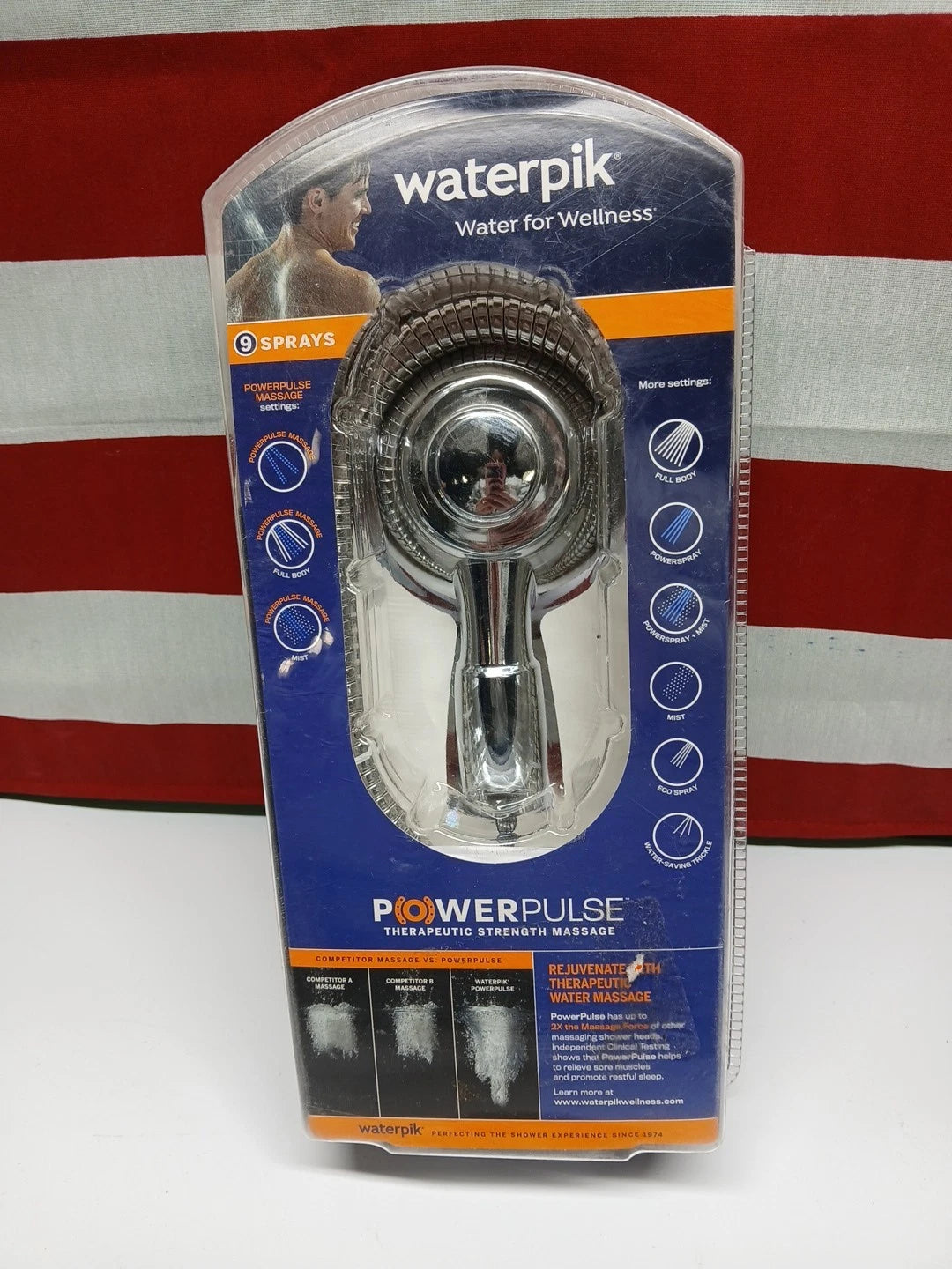 Waterpik PowerPulse 9-Spray Wall Mount Handheld Shower Head 1.8 GPM Chrome