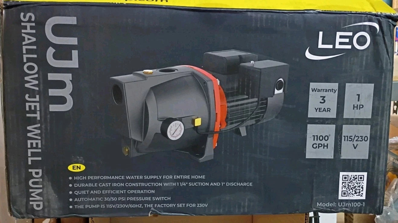 LEO 1 HP 115/230-Volt Cast Iron Shallow Well Jet Pump New Open Box