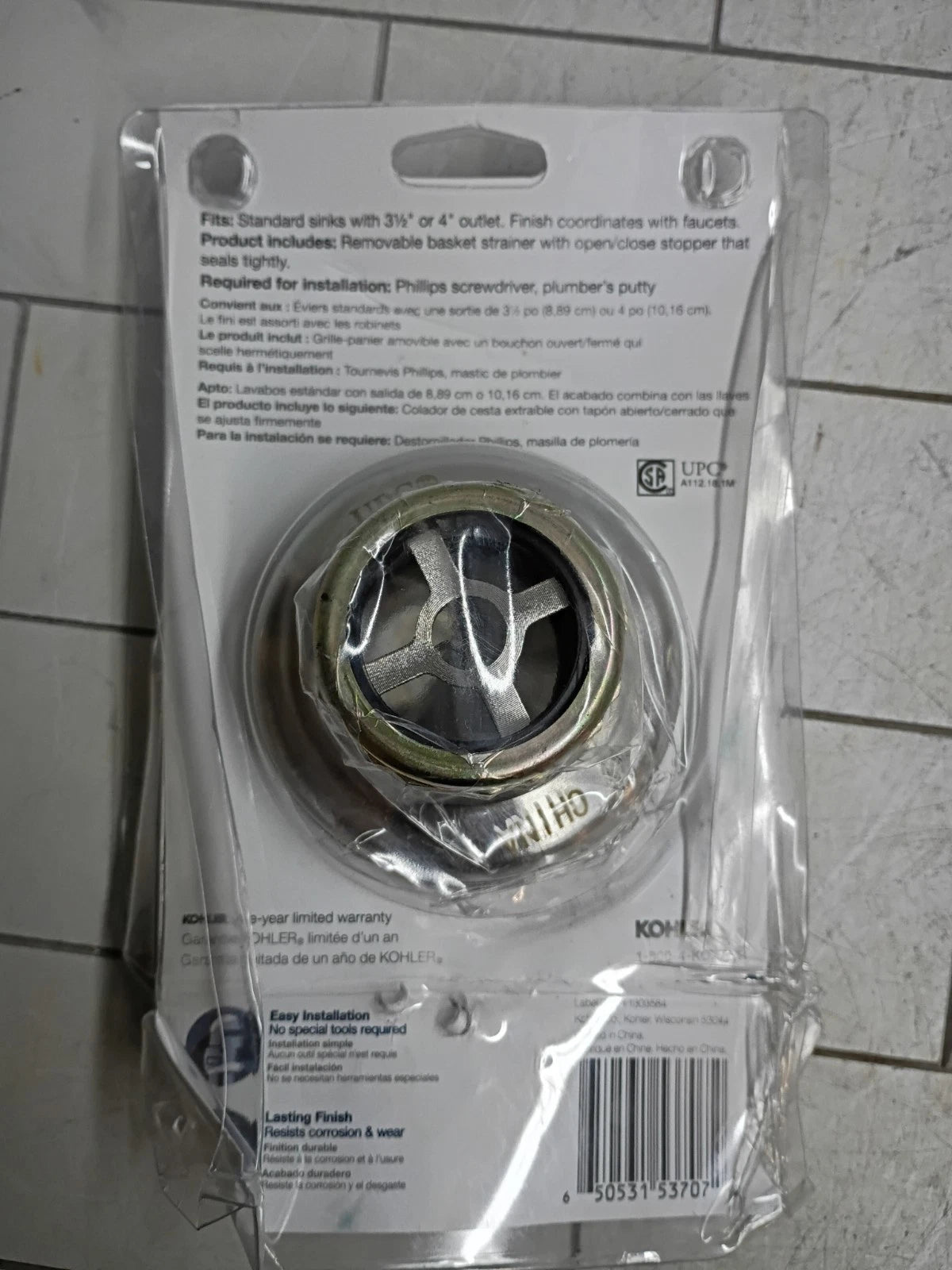 Kohler Duostrainer Sink Strainer Fits 3.5"/4" Polished Chrome R8799-C-CP.. New