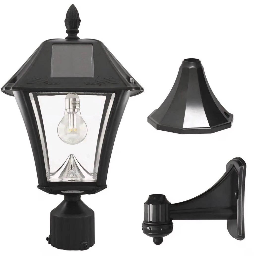 GAMA SONIC Baytown II Solar Bulb Lamp Black Outdoor LED NEW IN BOX