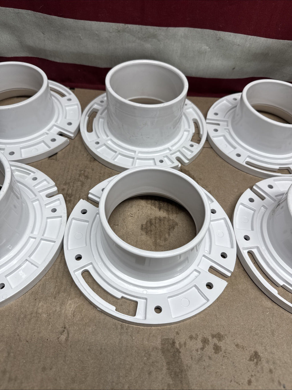 8pck 3" X 4" PVC CLOSET FLANGE NO PIPE STOP STANDARD PATERN New Open Box
